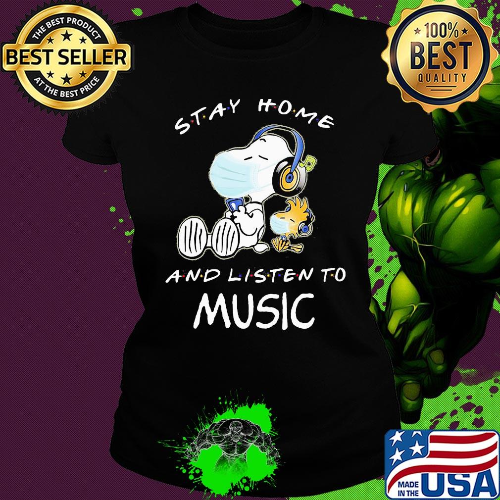 Snoopy wear mask stay home and listen to music covid-19 s Ladies tee Snoopy wear mask stay home and listen to music covid-19 s Ladies tee