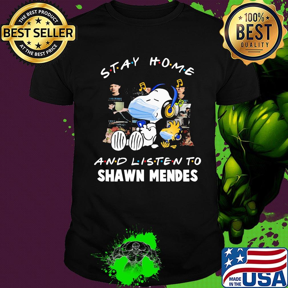 Snoopy wear mask stay home and listen to shawn mendes covid-19 shirt