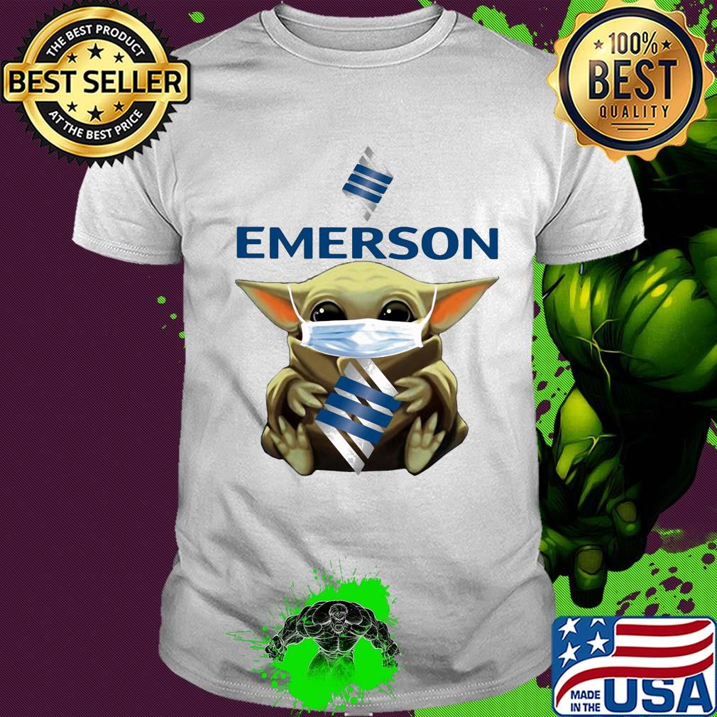 Star wars baby yoda hug emerson electric logo mask covid-19 shirt