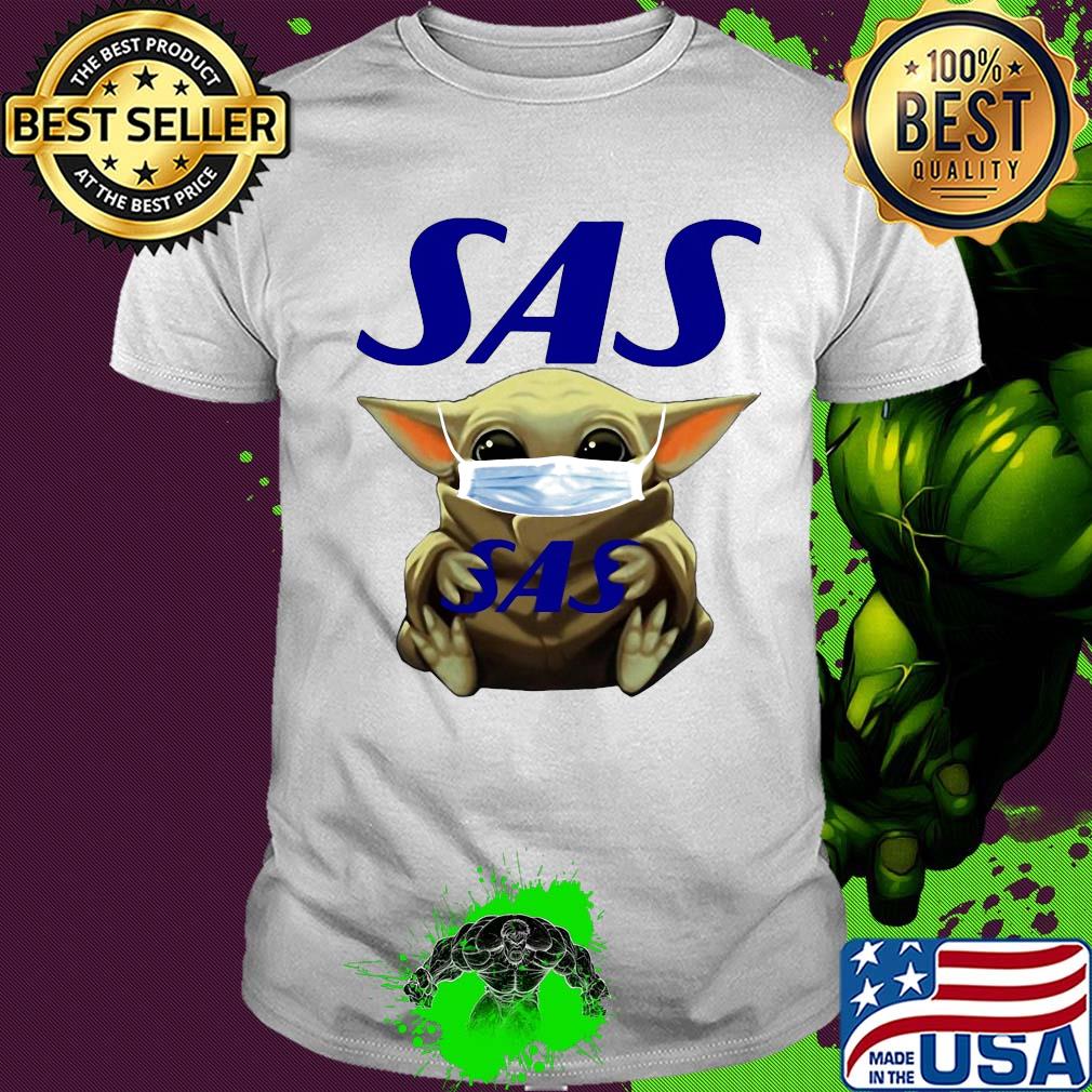 Star wars baby yoda hug scandinavian airlines logo mask covid-19 shirt