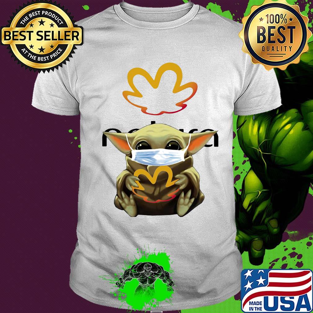 Star wars baby yoda mask hug natura shirt