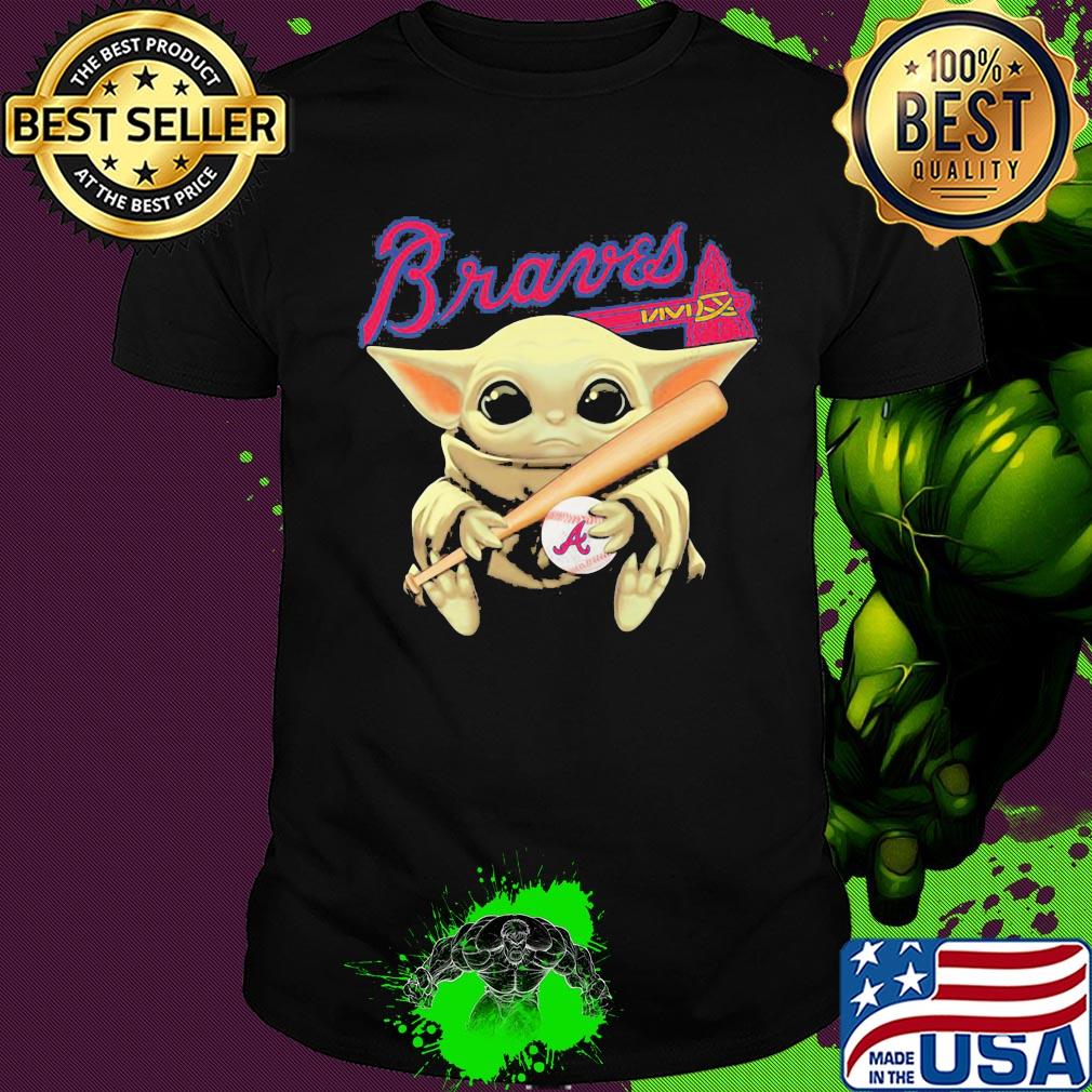Star wars baby yoda play baseball atlanta braves shirt