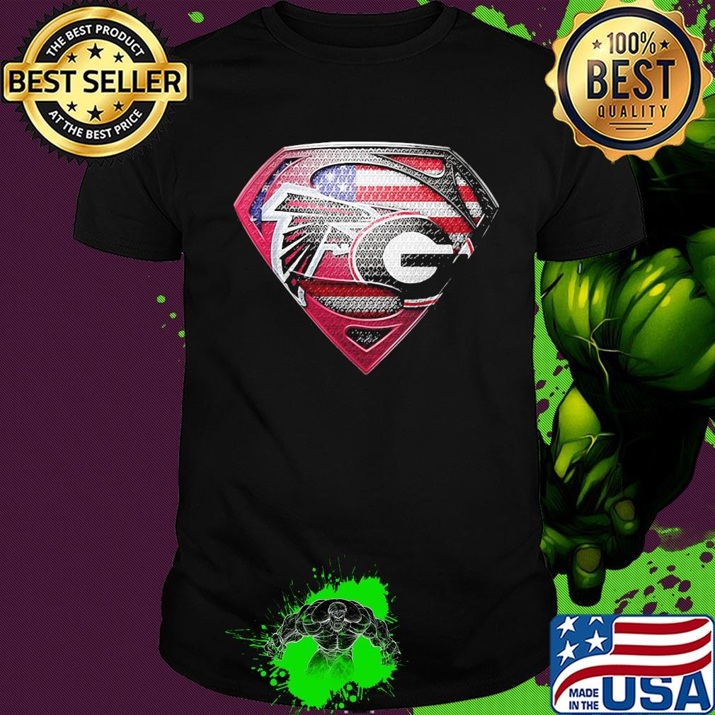Superman atlanta falconsand and georgia bulldogs american flag independence day shirt