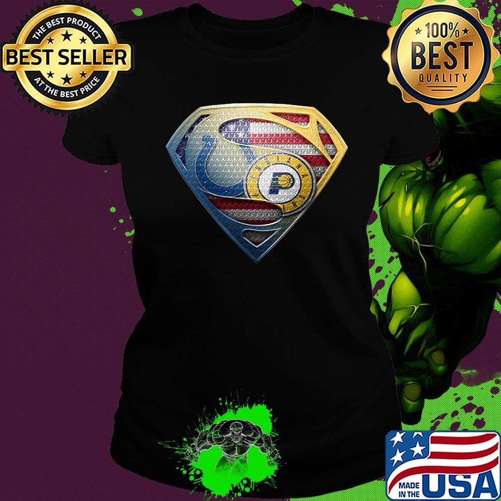 Superman boise state and indiana pacers american flag independence day s Ladies tee Superman boise state and indiana pacers american flag independence day s Ladies tee