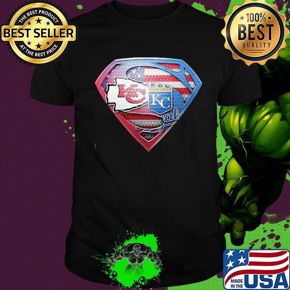 Superman kansas city chiefs and kansas city royals american flag independence day shirt