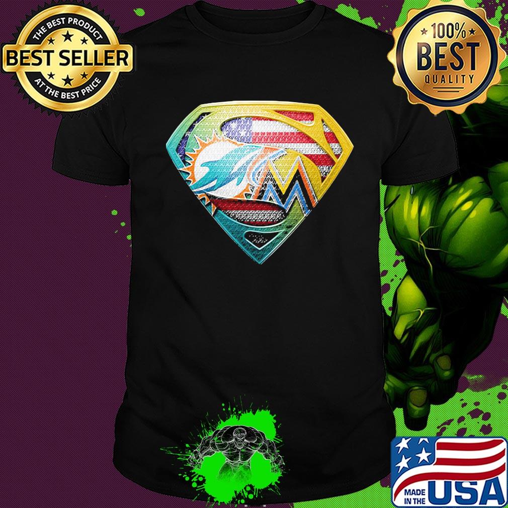 Superman miami dolphins american flag independence day shirt