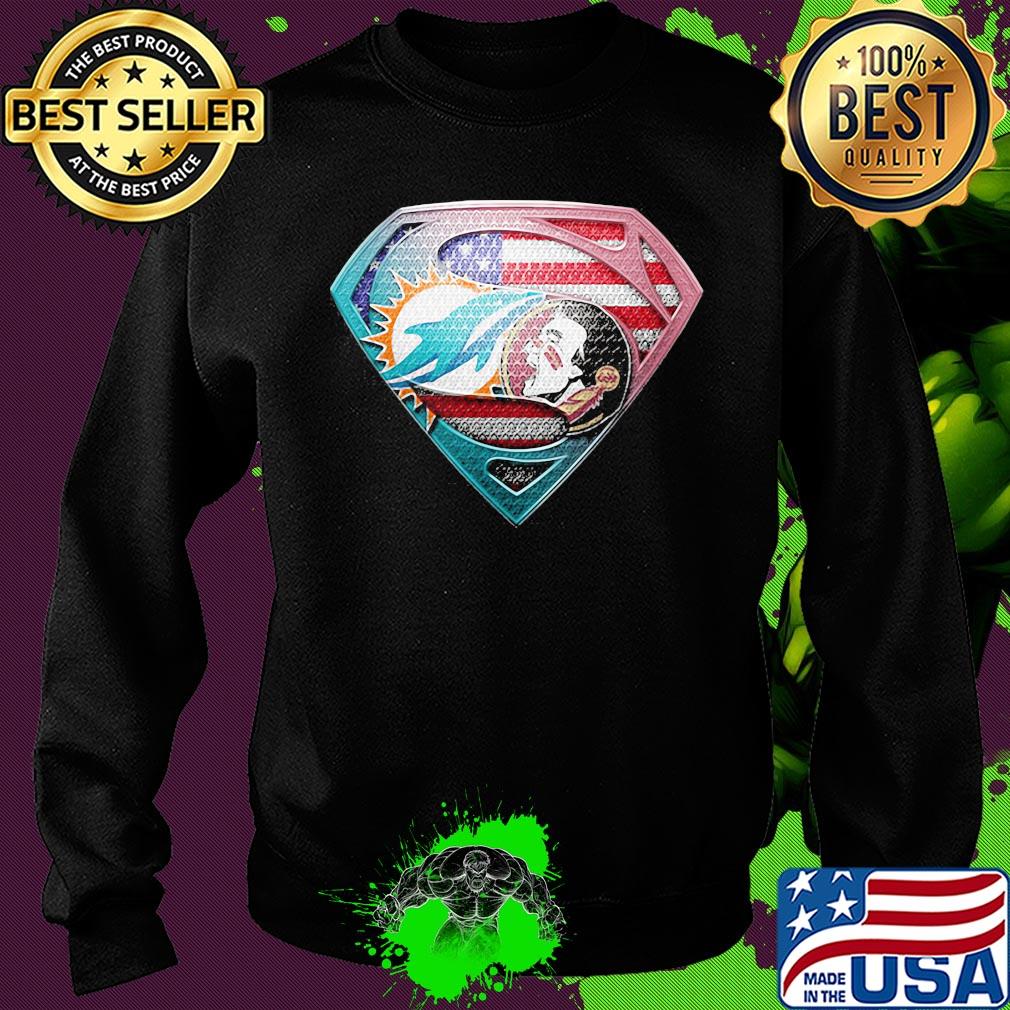 Superman miami dolphins vs florida state american flag independence day s Sweater Superman miami dolphins vs florida state american flag independence day s Sweater