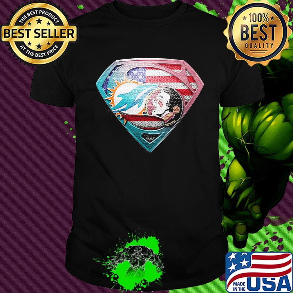 Superman miami dolphins vs florida state american flag independence day shirt Superman miami dolphins vs florida state american flag independence day shirt