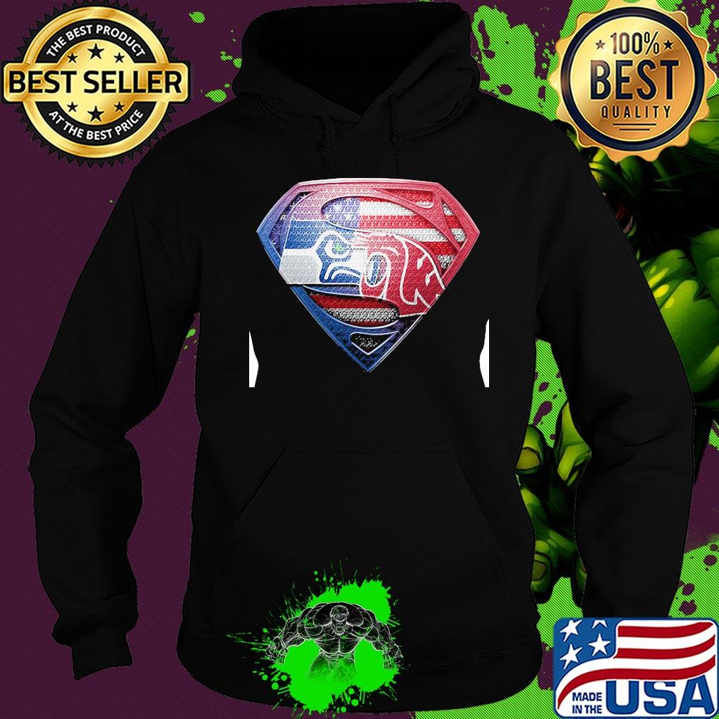 Superman seattle seahawks and washington state cougars american flag independence day s Hoodie Superman seattle seahawks and washington state cougars american flag independence day s Hoodie