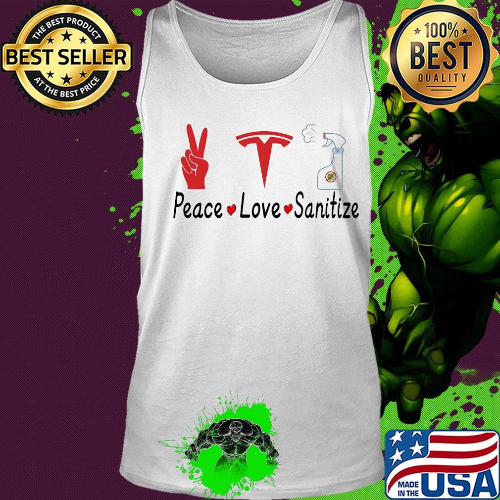 Tesla gigafactory peace love sanitize covid-19 s Tank top Tesla gigafactory peace love sanitize covid-19 s Tank top