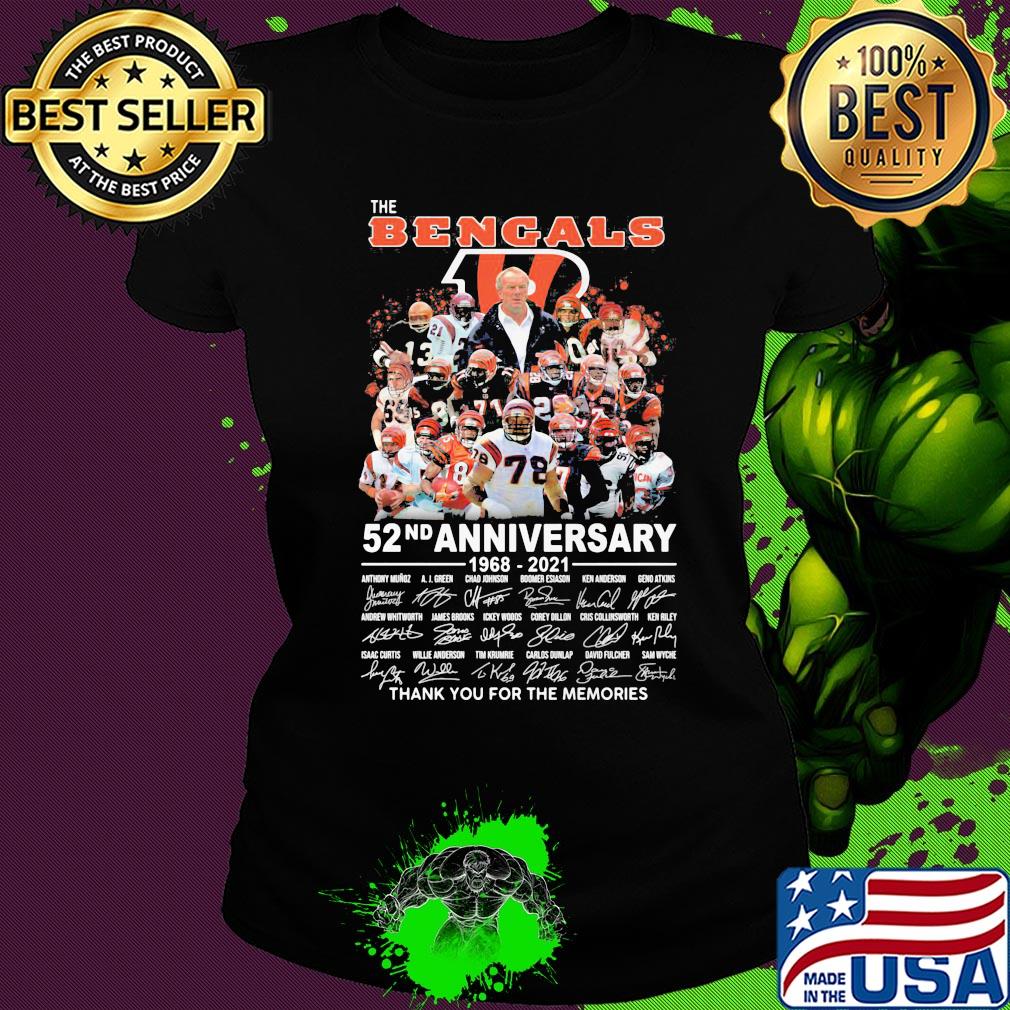 The Bengals 52nd anniversary 1968 2021 signature s Ladies tee The Bengals 52nd anniversary 1968 2021 signature s Ladies tee