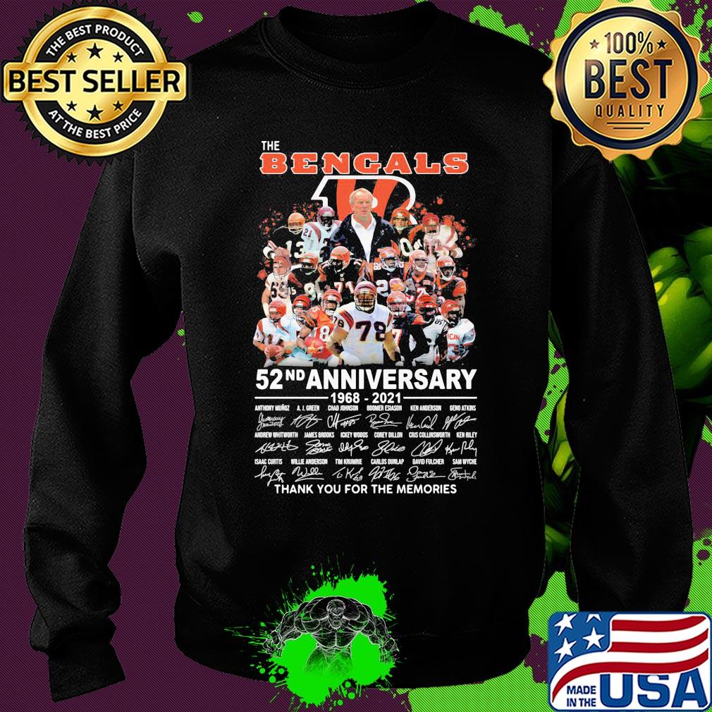 The Bengals 52nd anniversary 1968 2021 signature s Sweater The Bengals 52nd anniversary 1968 2021 signature s Sweater