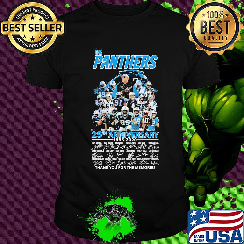 The carolina panthers 25th anniversary 1995 2020 thank you for the memories signatures shirt