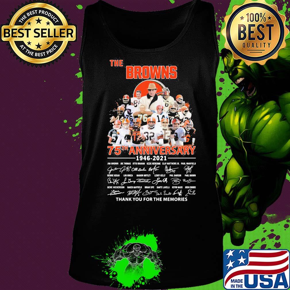 The cleveland browns 75th anniversary 1946 2021 thank you for the memories signatures s Tank top The cleveland browns 75th anniversary 1946 2021 thank you for the memories signatures s Tank top