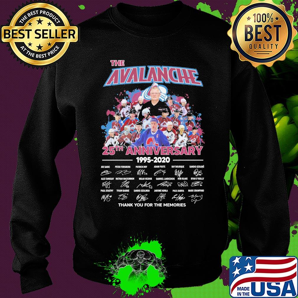 The colorado avalanche 25th anniversary 1995 2020 thank you for the memories signatures s Sweater The colorado avalanche 25th anniversary 1995 2020 thank you for the memories signatures s Sweater