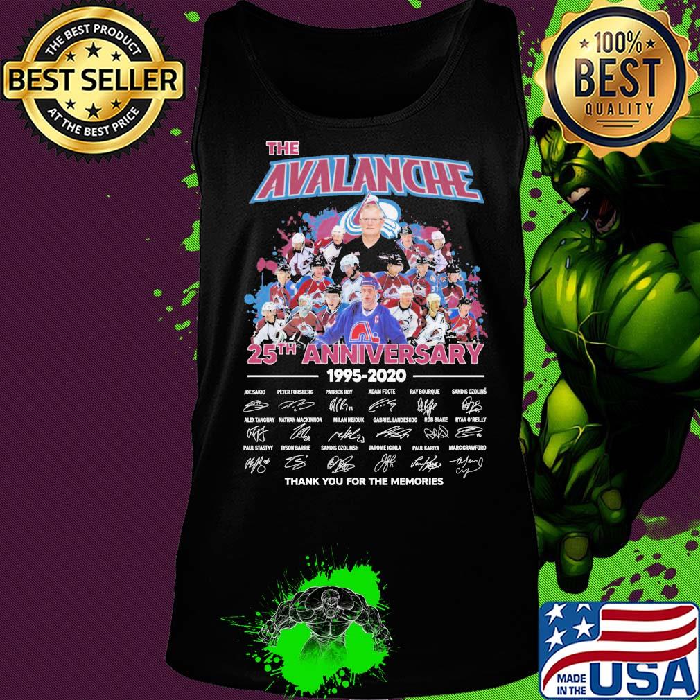 The colorado avalanche 25th anniversary 1995 2020 thank you for the memories signatures s Tank top The colorado avalanche 25th anniversary 1995 2020 thank you for the memories signatures s Tank top