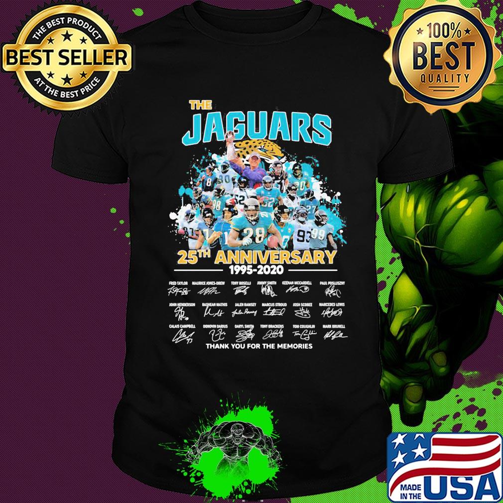 The jacksonville jaguars 25th anniversary 1995 2020 thank you for the memories signatures shirt