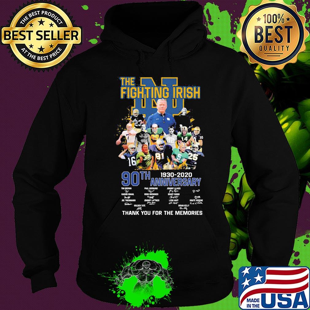 The notre dame fighting irish 90th anniversary 1930 2020 thank you for the memories signatures s Hoodie The notre dame fighting irish 90th anniversary 1930 2020 thank you for the memories signatures s Hoodie