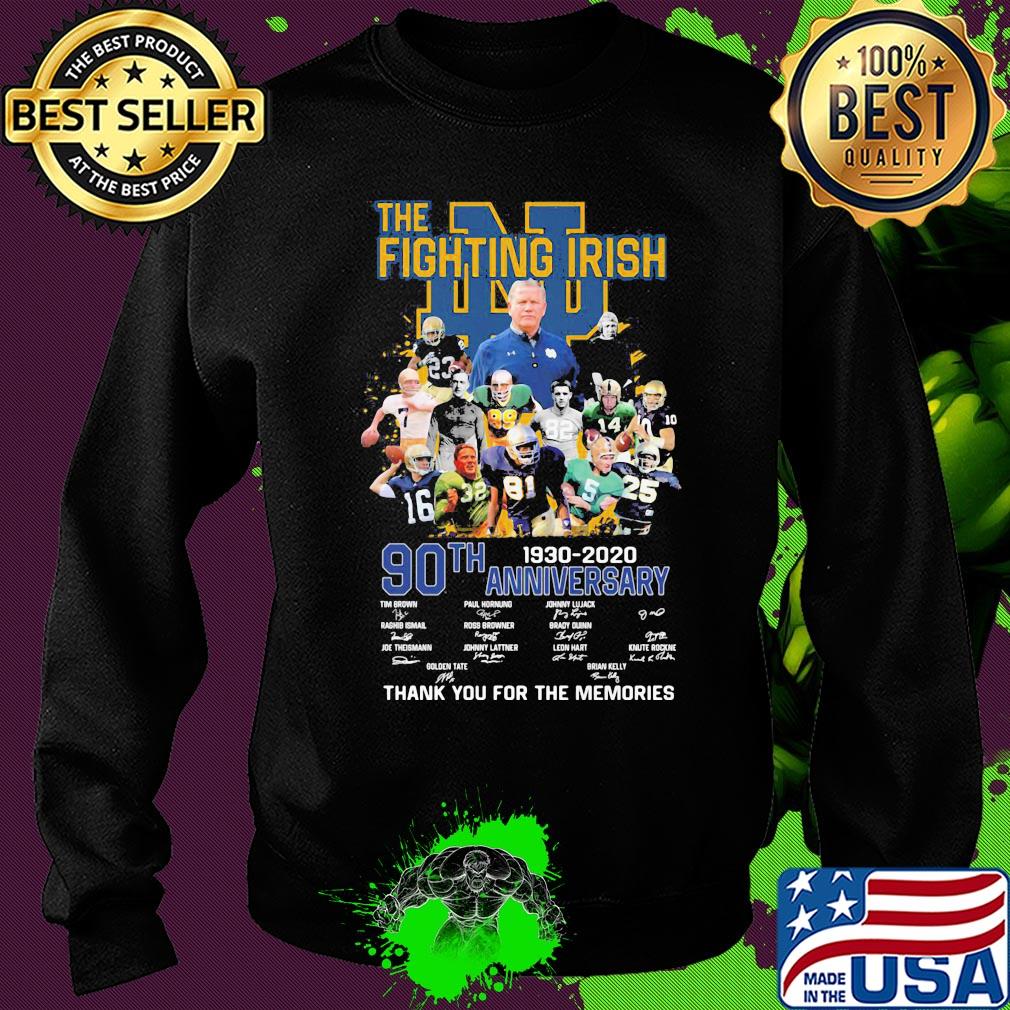 The notre dame fighting irish 90th anniversary 1930 2020 thank you for the memories signatures s Sweater The notre dame fighting irish 90th anniversary 1930 2020 thank you for the memories signatures s Sweater