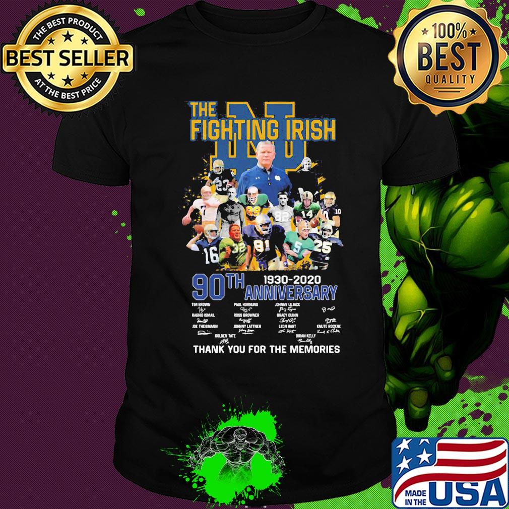 The notre dame fighting irish 90th anniversary 1930 2020 thank you for the memories signatures shirt