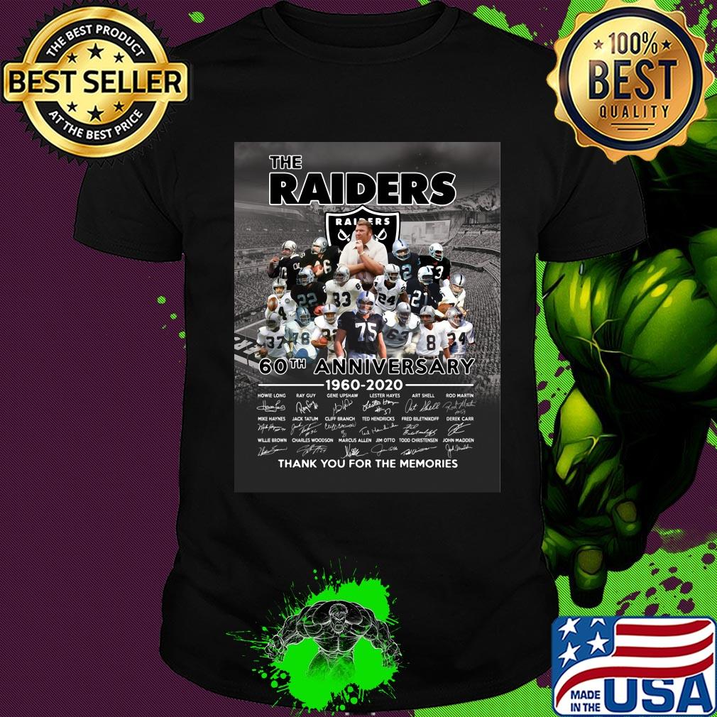The oakland raiders 60th anniversary 1960 2020 thank you for the memories signatures shirt
