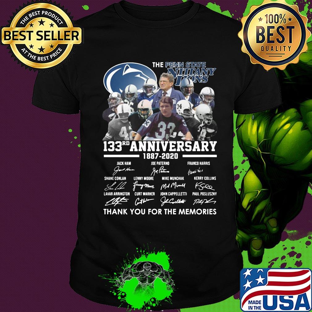 The penn state nittany lions 133rd anniversary 1887 2020 thank you for the memories signatures shirt