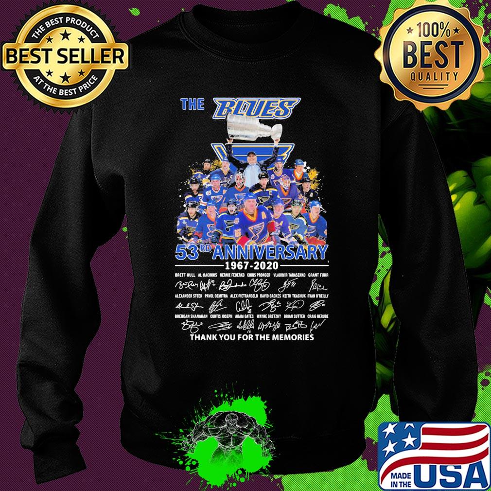 The st. Louis blues 53rd anniversary 1967 2020 thank you for the memories signatures s Sweater The st. Louis blues 53rd anniversary 1967 2020 thank you for the memories signatures s Sweater