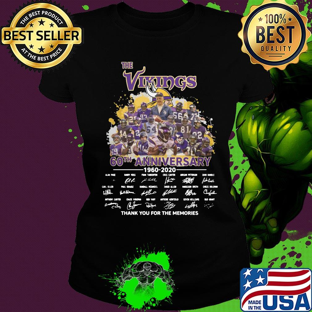The vikings 60th anniversary 1960-2020 signatures thank you for the memories s Ladies tee The vikings 60th anniversary 1960-2020 signatures thank you for the memories s Ladies tee
