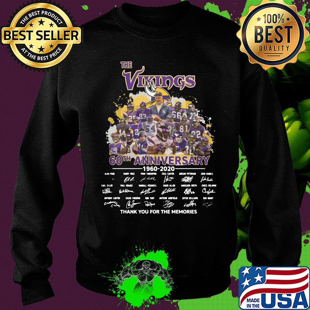 The vikings 60th anniversary 1960-2020 signatures thank you for the memories s Sweater The vikings 60th anniversary 1960-2020 signatures thank you for the memories s Sweater