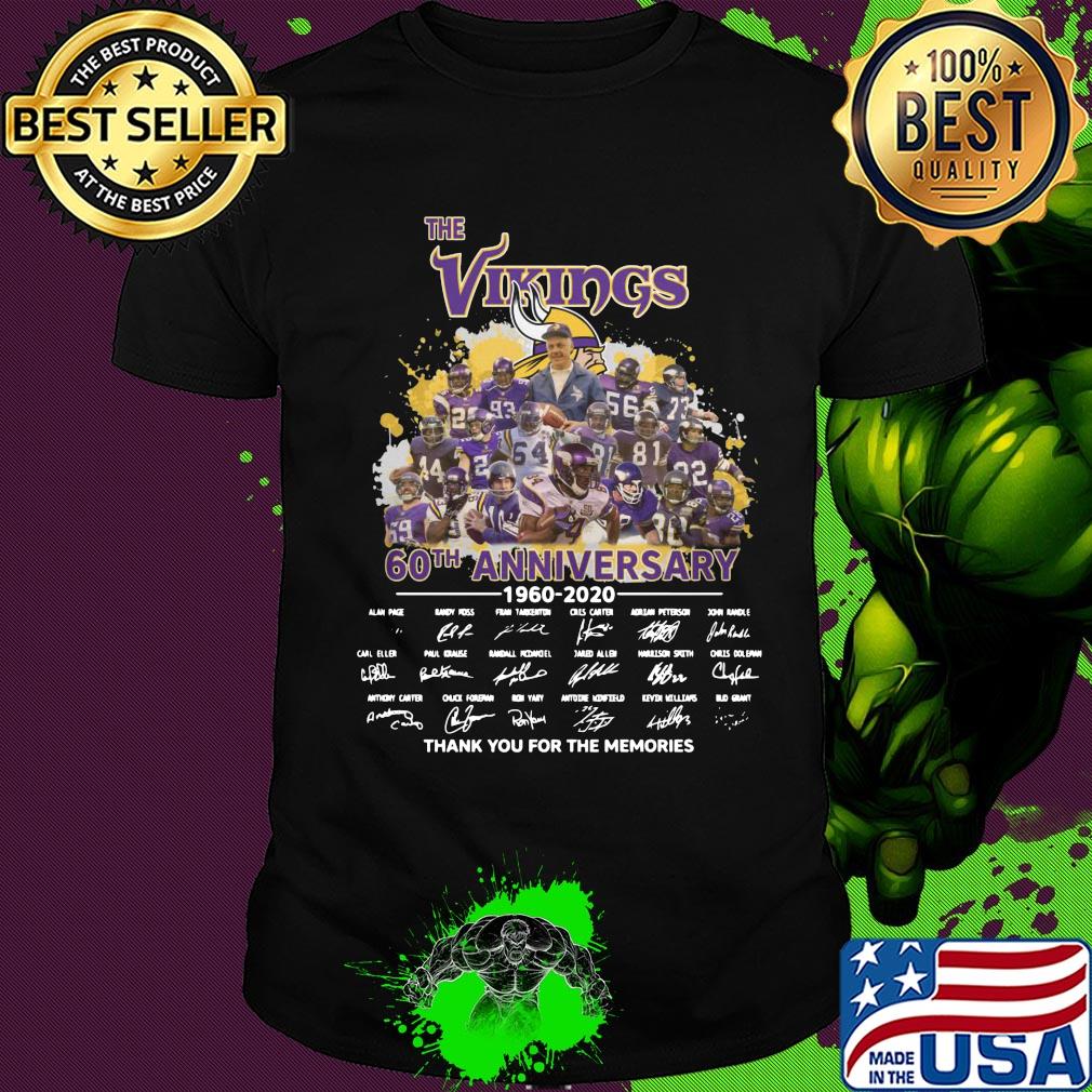 The vikings 60th anniversary 1960-2020 signatures thank you for the memories shirt
