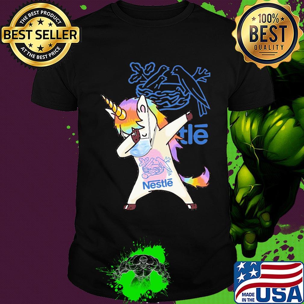 Unicorn mask dabbing nestle logo shirt