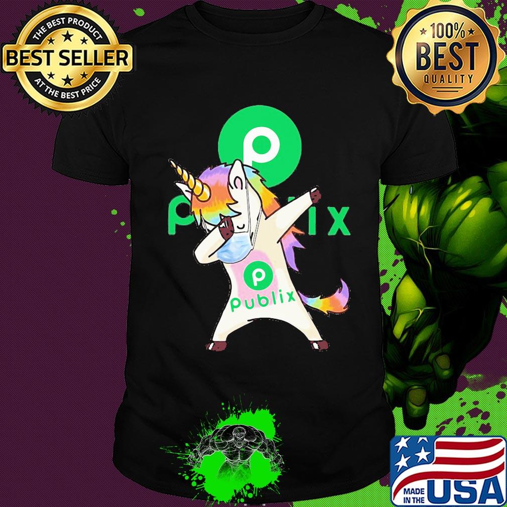 Unicorn mask dabbing publix logo shirt