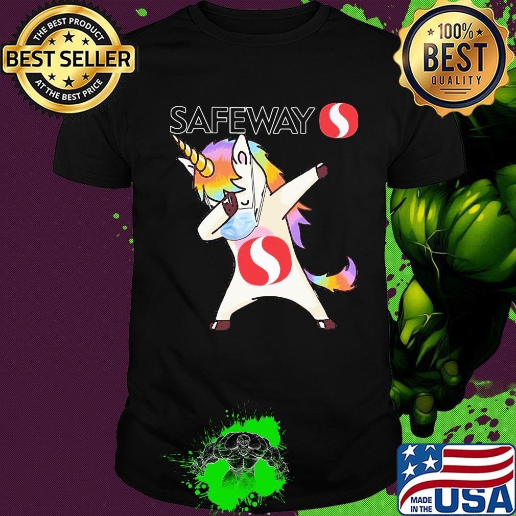 Unicorn mask dabbing safeway logo shirt