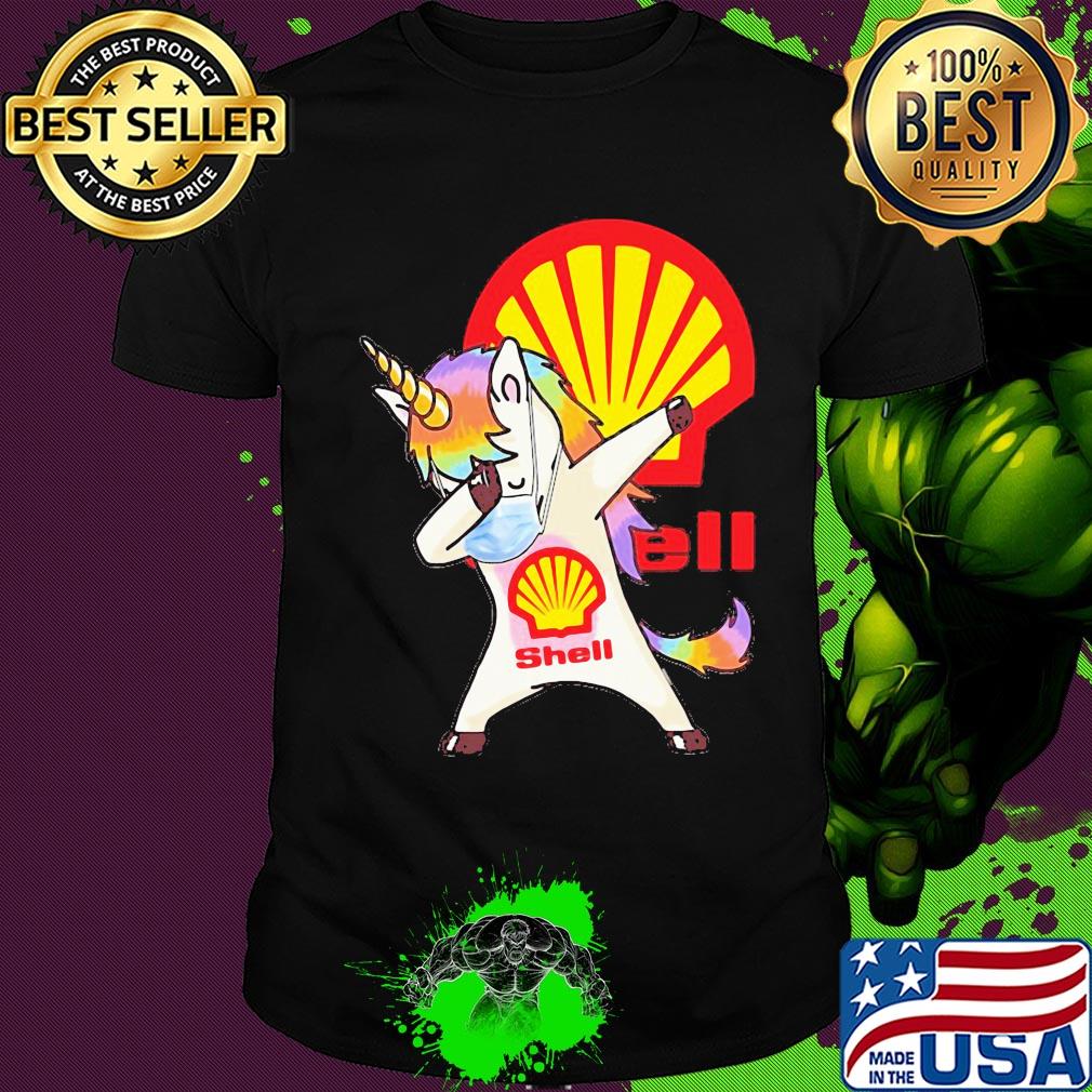 Unicorn mask dabbing shell logo shirt