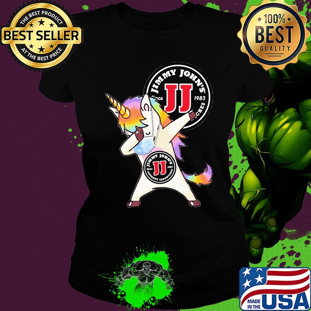 Unicorn mask jimmy john's since 1983 gourmet sandwiches logo s Ladies tee Unicorn mask jimmy john's since 1983 gourmet sandwiches logo s Ladies tee
