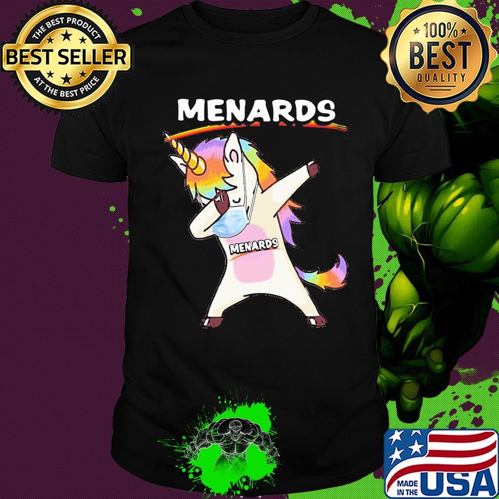 Unicorn mask menards logo shirt