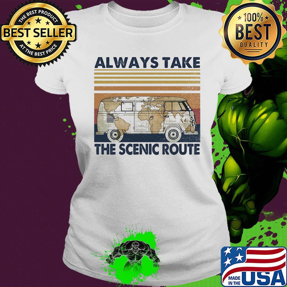 Volkswagen van map always take the scenic route vintage s Ladies tee Volkswagen van map always take the scenic route vintage s Ladies tee