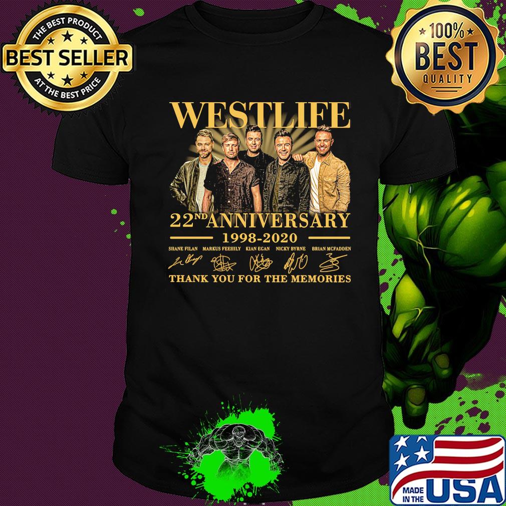 Westlife 22nd anniversary 1998-2020 thank you for the memories signature shirt