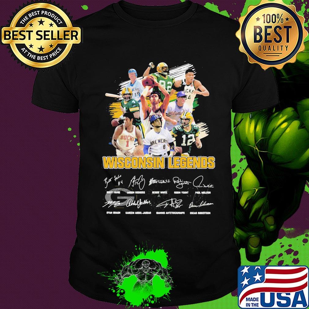 Wisconsin legends baseball football basketball signatures shirt