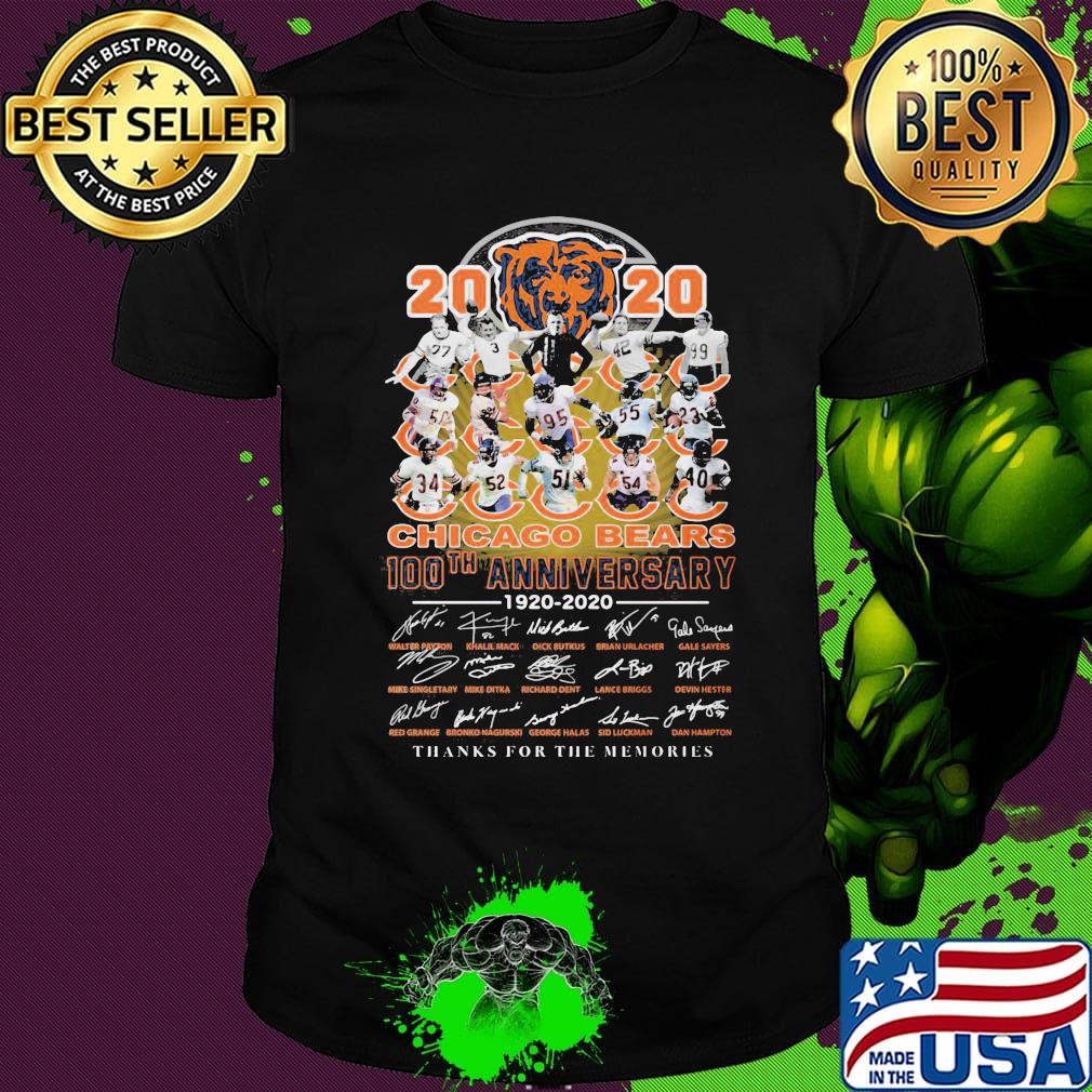 2020 chicago bears 100th anniversary 1920 2020 thanks for the memories signatures shirt 2020 chicago bears 100th anniversary 1920 2020 thanks for the memories signatures shirt