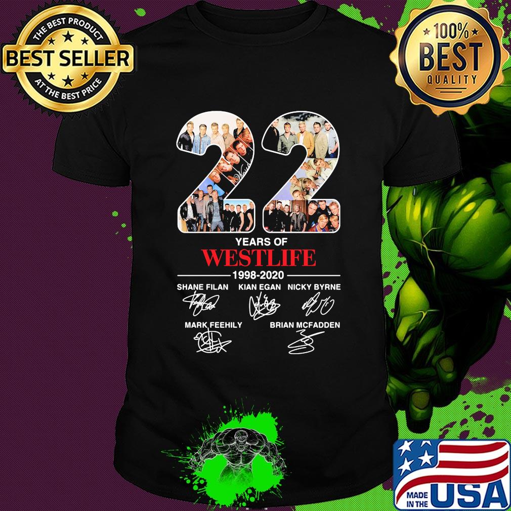 22 years of westlife 1998 2020 shane filan kian egan nicky byrne mark feehily brian mcfadden signatures shirtgiannis antetokounmpo it's buck's time shirt