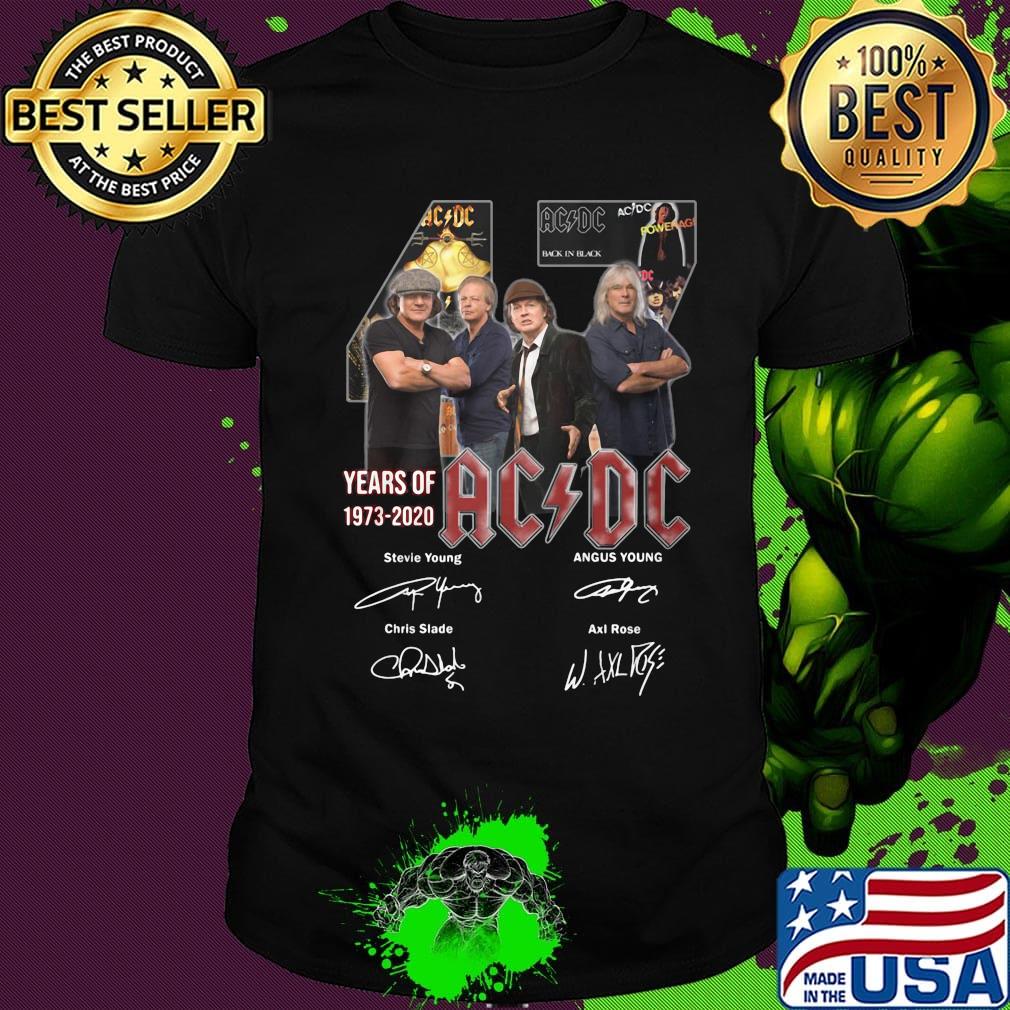 47 years of 1973 2020 acdc signatures shirt