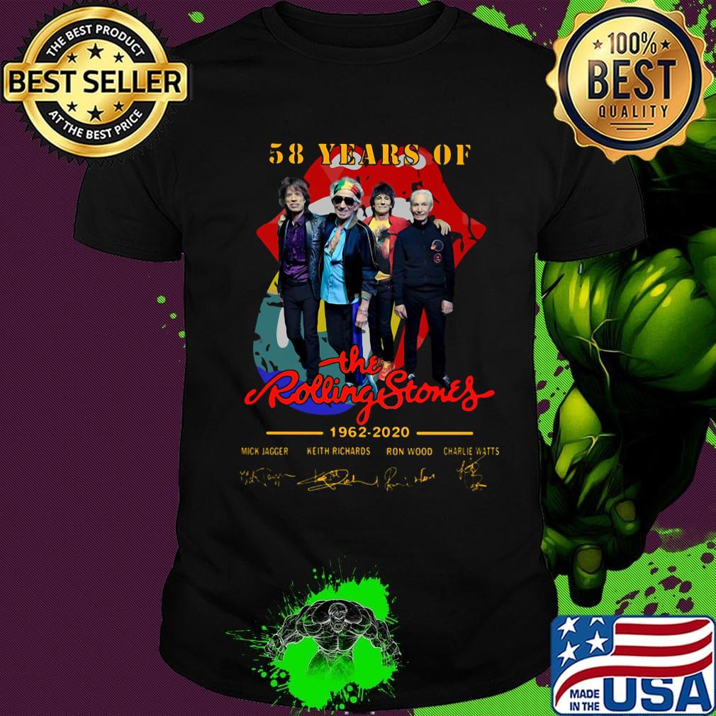 58 years of the rolling stones 1962 2020 signatures shirt