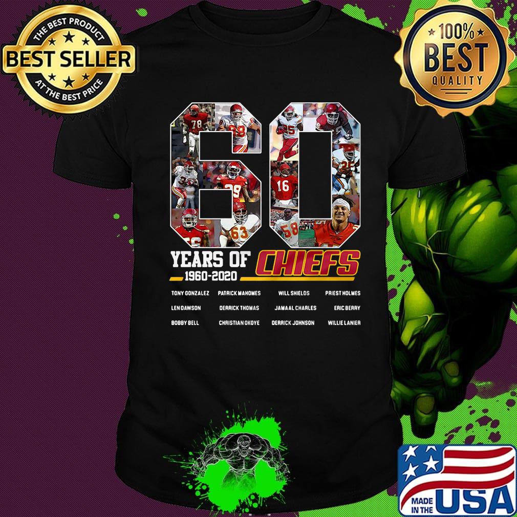60 years of 1960 2020 kansas city chiefs football players shirt