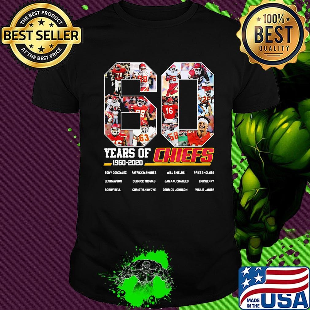 60 years of 1960 2020 kansas city chiefs football team players shirt