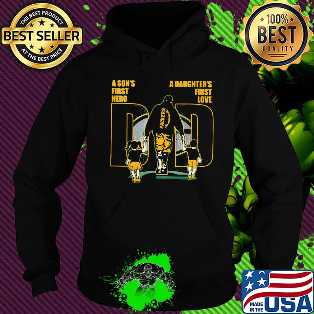 A son's first hero a daughter's first love dad green bay packers happy father's day s Hoodie A son's first hero a daughter's first love dad green bay packers happy father's day s Hoodie