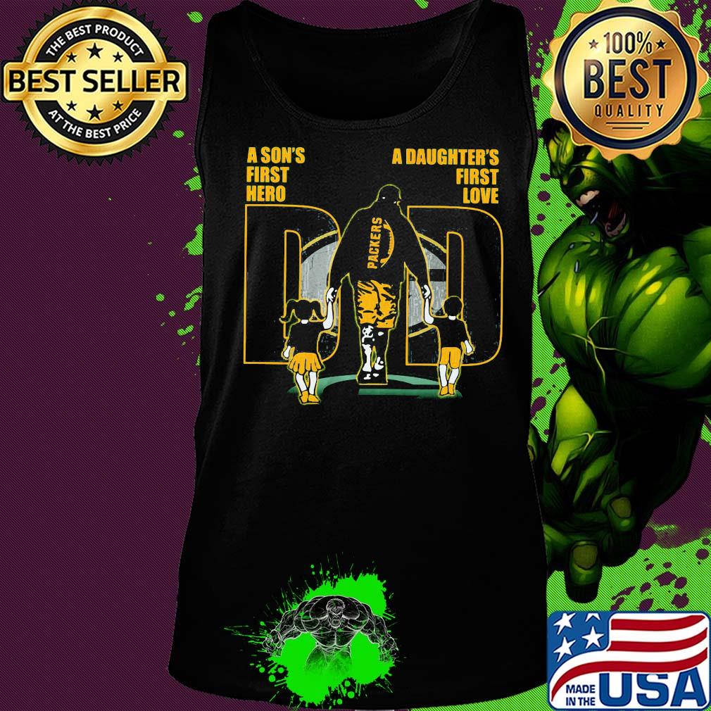 A son's first hero a daughter's first love dad green bay packers happy father's day s Tank top A son's first hero a daughter's first love dad green bay packers happy father's day s Tank top