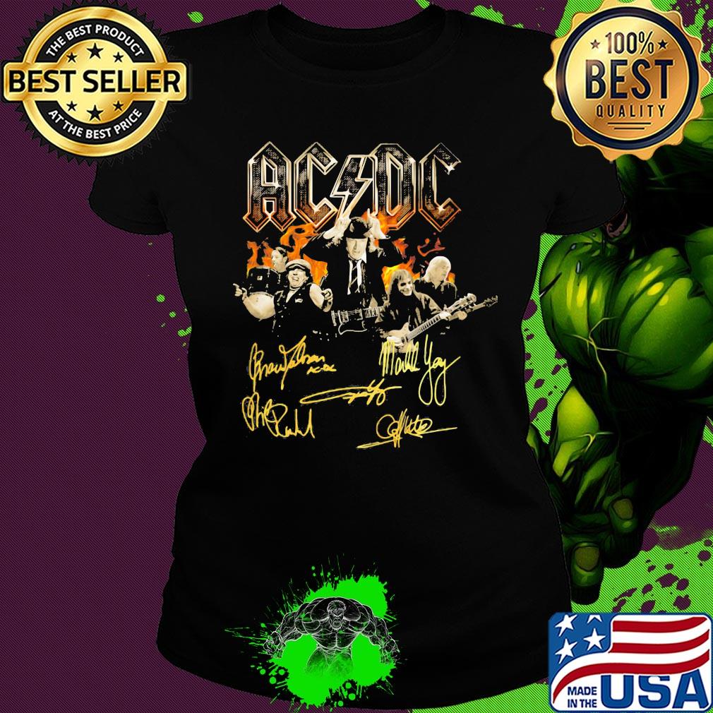 Ac/dc band members signatures s Ladies tee Ac/dc band members signatures s Ladies tee
