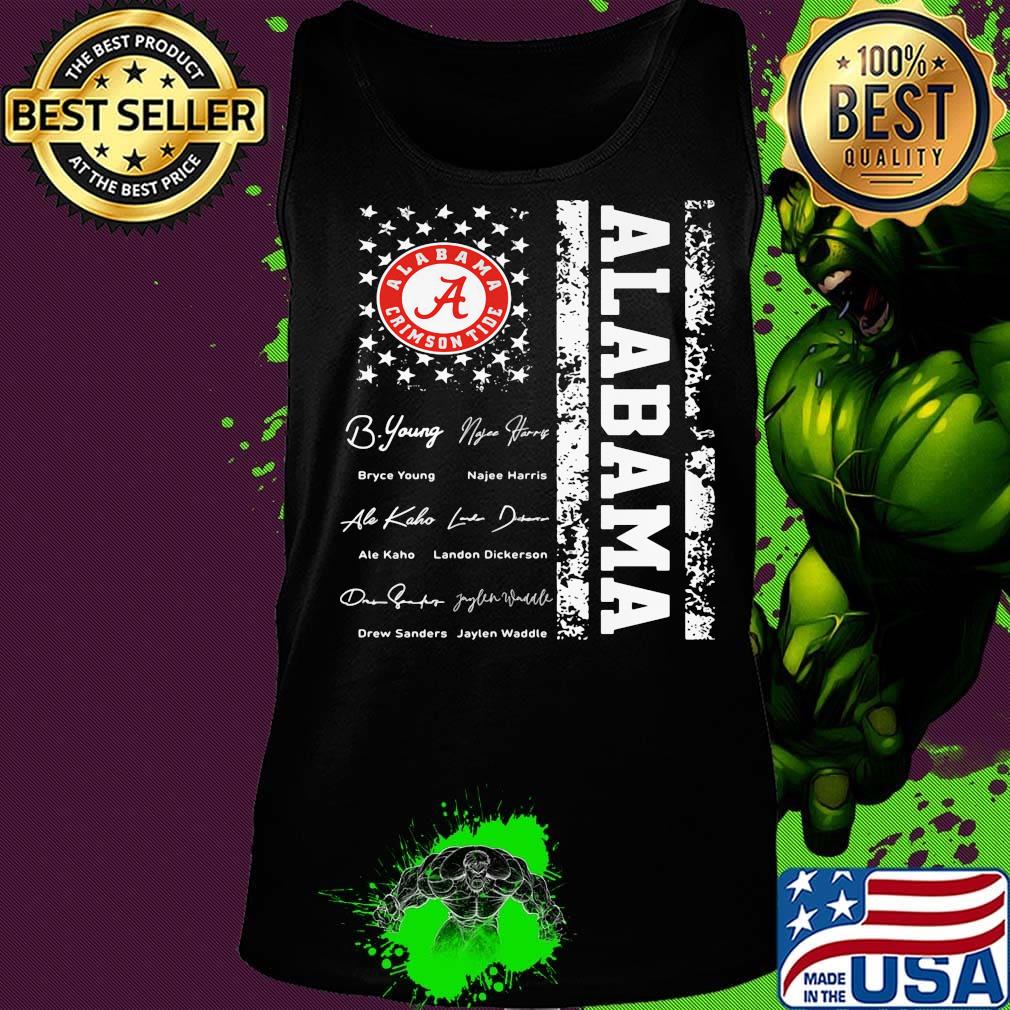 Alabama crimson tide signatures american flag independence day s Tank top Alabama crimson tide signatures american flag independence day s Tank top