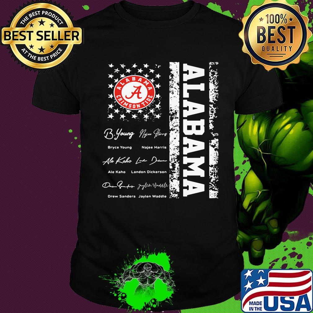 Alabama crimson tide signatures american flag independence day shirt